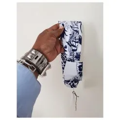 Hermès Bandeau Soie Robert Dallet Blanc Bleu -Collier Soldes 126396 6