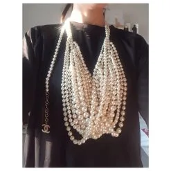 Chanel Colliers Longs Blanc -Collier Soldes 184773 7