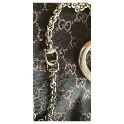 Gucci Sautoir Cœur Bambou Marron Argenté -Collier Soldes 266999 5