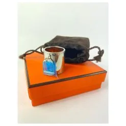 Ring Hermès Écharpe à Mors De Cheval à Motif étrier Argenté Avec Bague étole Châle 42Herl1125 -Collier Soldes 294586 4