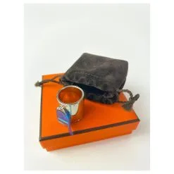 Ring Hermès Écharpe à Mors De Cheval à Motif étrier Argenté Avec Bague étole Châle 42Herl1125 -Collier Soldes 294586 5