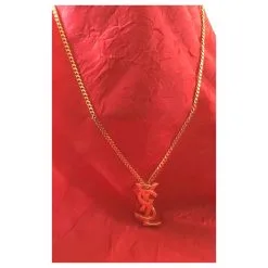 Yves Saint Laurent PENDENTIF YSL ENTRELACES Bijouterie Dorée -Collier Soldes 300952 4