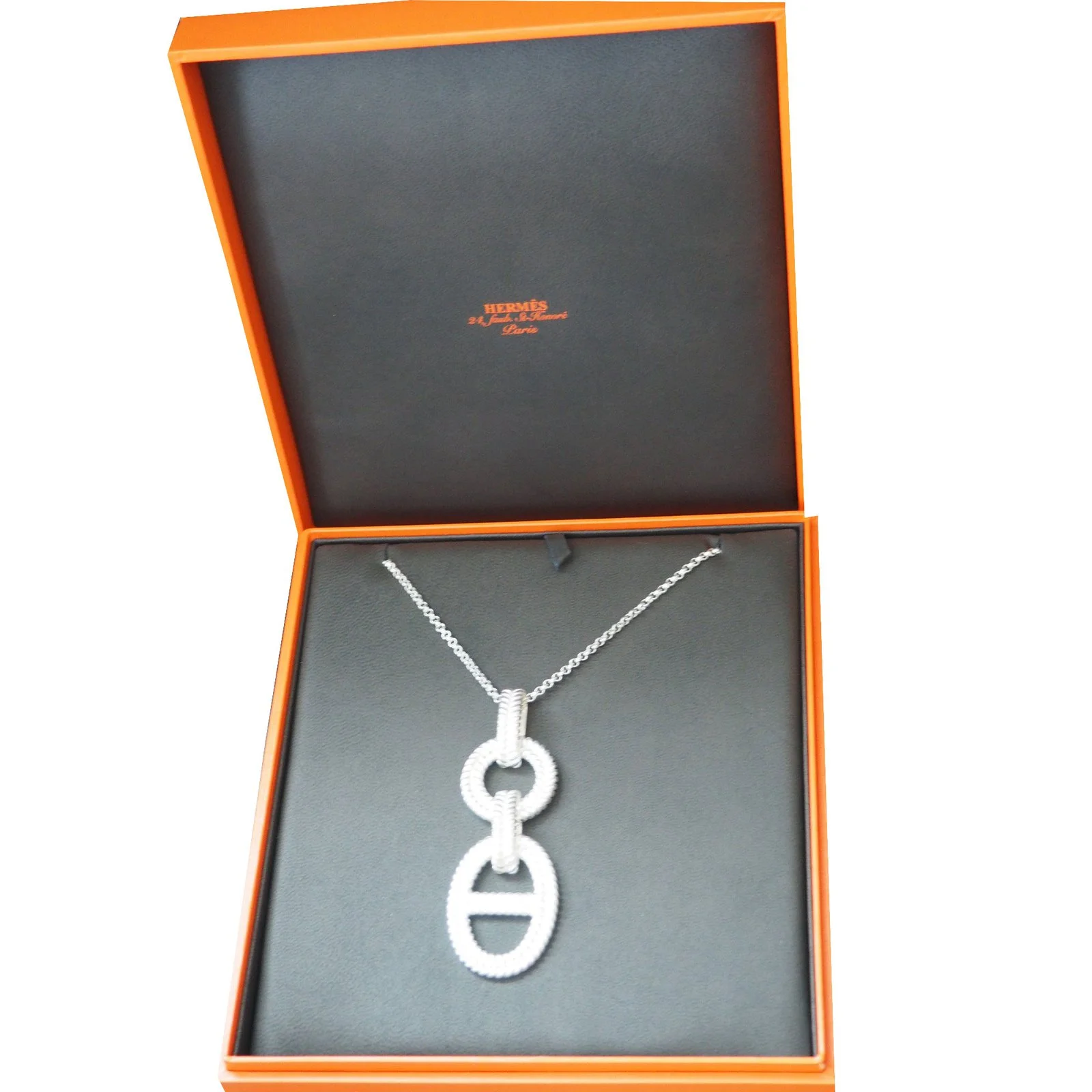 Hermès Sautoir En Argent Massif, Chaîne D'Ancre, Odyssée Argenté 2 Hermès Sautoir En Argent Massif, Chaîne D'Ancre, Odyssée Argenté – Image 2