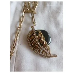 Weekend Max Mara Collier Long En Métal Orné De Cristaux Noir Doré -Collier Soldes 312106 3