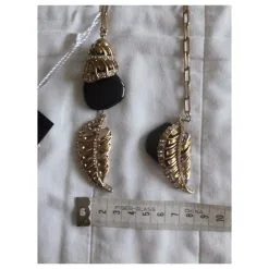 Weekend Max Mara Collier Long En Métal Orné De Cristaux Noir Doré -Collier Soldes 312106 7