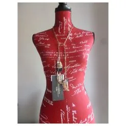 Weekend Max Mara Collier Long En Métal Orné De Cristaux Noir Doré -Collier Soldes 312106 8