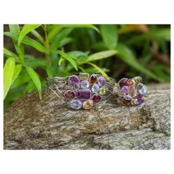 No Brand Argent Sterling 925 Ensemble Bracelet Et Bague Pierres Précieuses Améthyste Topaze Grenat Multicolore -Collier Soldes 351638 5