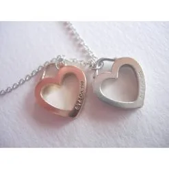 Tiffany & Co. Tiffany & Co Collier Pendentif Double Cœurs En Argent Massif 925 Et Or Jaune 750/000 Argenté Doré -Collier Soldes 35381 3