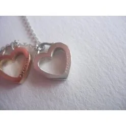 Tiffany & Co. Tiffany & Co Collier Pendentif Double Cœurs En Argent Massif 925 Et Or Jaune 750/000 Argenté Doré -Collier Soldes 35381 4