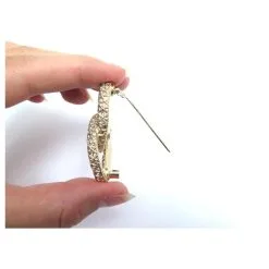 Autres Bijoux NEUF BROCHE CHANEL LOGO CC & STRASS AB5207 EN METAL DORE NEW GOLDEN BROOCH Doré -Collier Soldes 376150 6