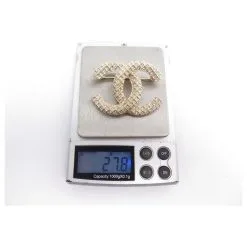Autres Bijoux NEUF BROCHE CHANEL LOGO CC & STRASS AB5207 EN METAL DORE NEW GOLDEN BROOCH Doré -Collier Soldes 376150 9