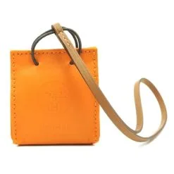 Hermès Hermes Orange Shopping Bag Milo Lambskin Swift Mini Charm 12 Hermès Hermes Orange Shopping Bag Milo Lambskin Swift Mini Charm -Collier Soldes 391810 3