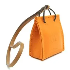 Hermès Hermes Orange Shopping Bag Milo Lambskin Swift Mini Charm 18 Hermès Hermes Orange Shopping Bag Milo Lambskin Swift Mini Charm -Collier Soldes 391810 9