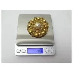 Autres Bijoux VINTAGE NEUF BROCHE CHANEL EN METAL DORE & PERLE CENTRALE GOLDEN NEW BROOCH Doré -Collier Soldes 411245 5