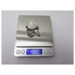 NEUF BROCHE CHANEL MEDAILLON PROFIL COCO LOGO CC PENDENTIF BOITE NEW BROOCH Argenté -Collier Soldes 418733 7