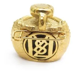 Autres Bijoux VINTAGE BROCHE YVES SAINT LAURENT METAL DORE & PATE DE VERRE JAUNE BROOCH Doré -Collier Soldes 440770 3