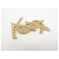 Autres Bijoux NEUF VINTAGE BROCHE YVES SAINT LAURENT OPYUM LOGO YSL STRASS DORE BROOCH Doré -Collier Soldes 464677 3
