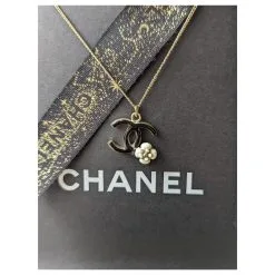 Chanel CC 08Un Collier GHW Logo Camellia En émail Noir Avec Boîte Doré -Collier Soldes 501532 10