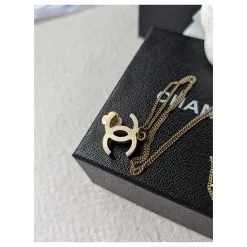 Chanel CC 08Un Collier GHW Logo Camellia En émail Noir Avec Boîte Doré -Collier Soldes 501532 4