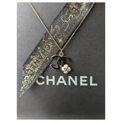 Chanel CC 08Un Collier GHW Logo Camellia En émail Noir Avec Boîte Doré -Collier Soldes 501532 8