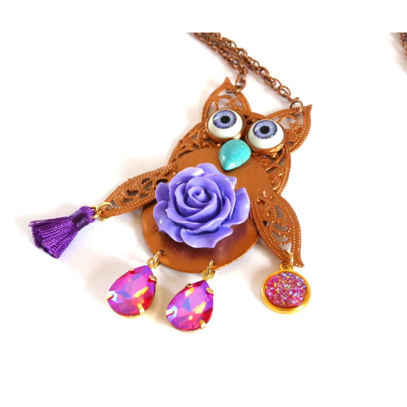 Autre Marque Sautoir Chouette Créateur Cuivre 2 Autre Marque Sautoir Chouette Créateur Cuivre – Image 2