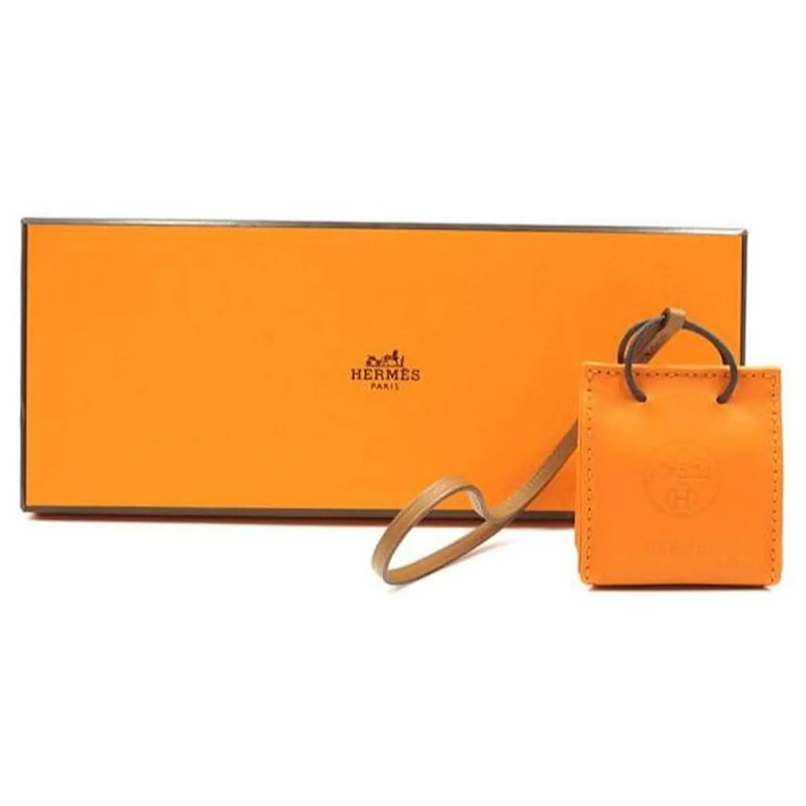 Hermès Hermes Orange Shopping Bag Milo Lambskin Swift Mini Charm 2 Hermès Hermes Orange Shopping Bag Milo Lambskin Swift Mini Charm – Image 2