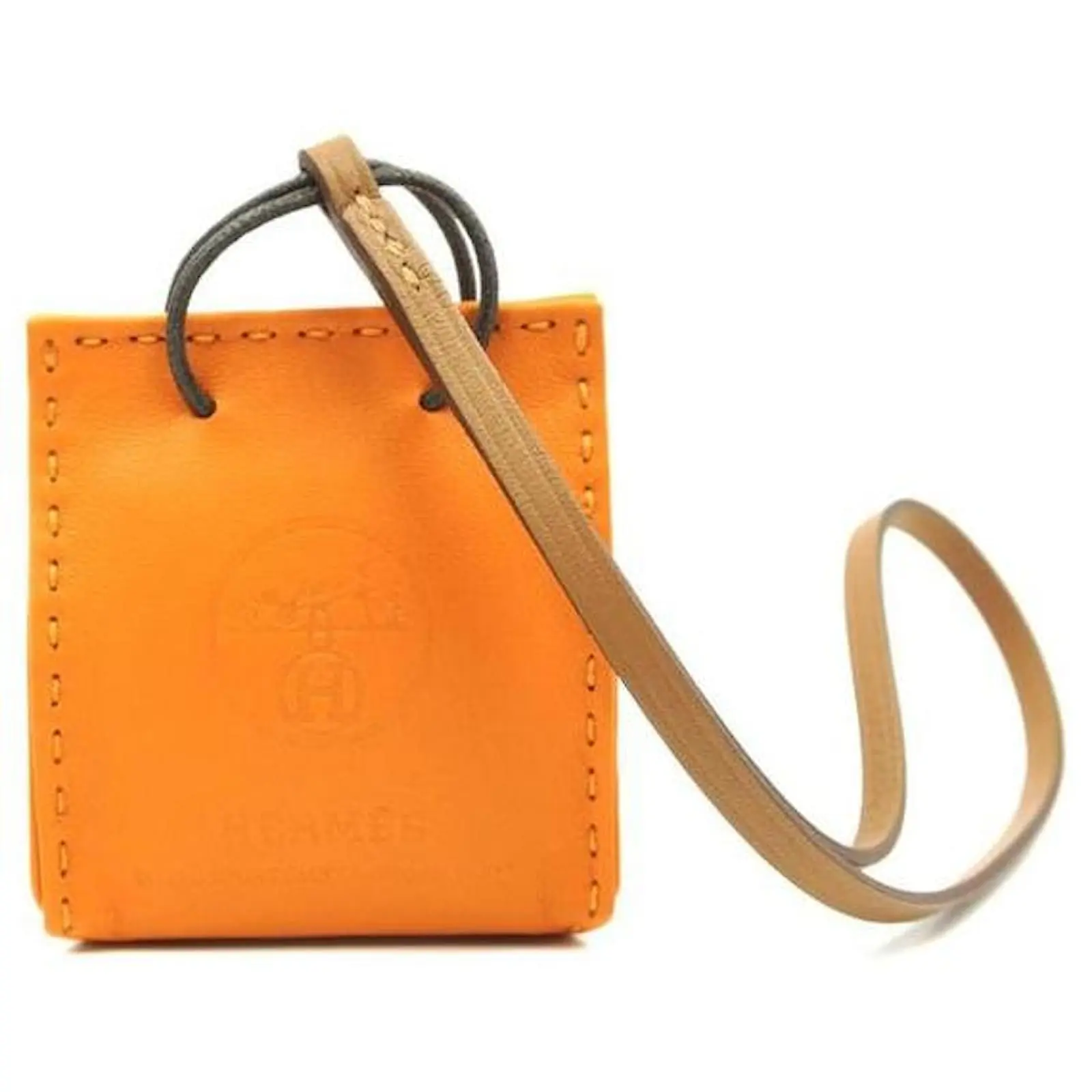 Hermès Hermes Orange Shopping Bag Milo Lambskin Swift Mini Charm 3 Hermès Hermes Orange Shopping Bag Milo Lambskin Swift Mini Charm – Image 3