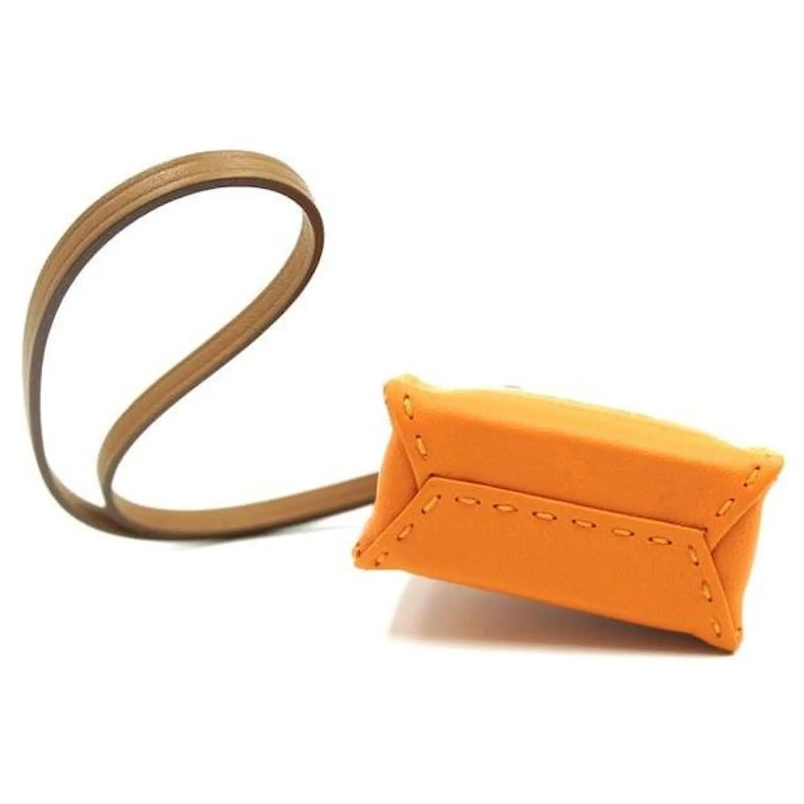 Hermès Hermes Orange Shopping Bag Milo Lambskin Swift Mini Charm 5 Hermès Hermes Orange Shopping Bag Milo Lambskin Swift Mini Charm – Image 5