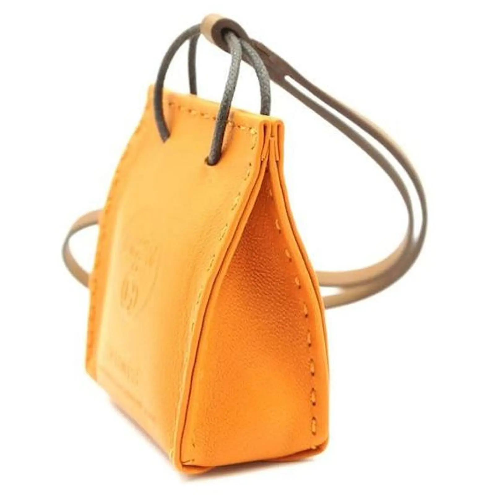 Hermès Hermes Orange Shopping Bag Milo Lambskin Swift Mini Charm 8 Hermès Hermes Orange Shopping Bag Milo Lambskin Swift Mini Charm – Image 8