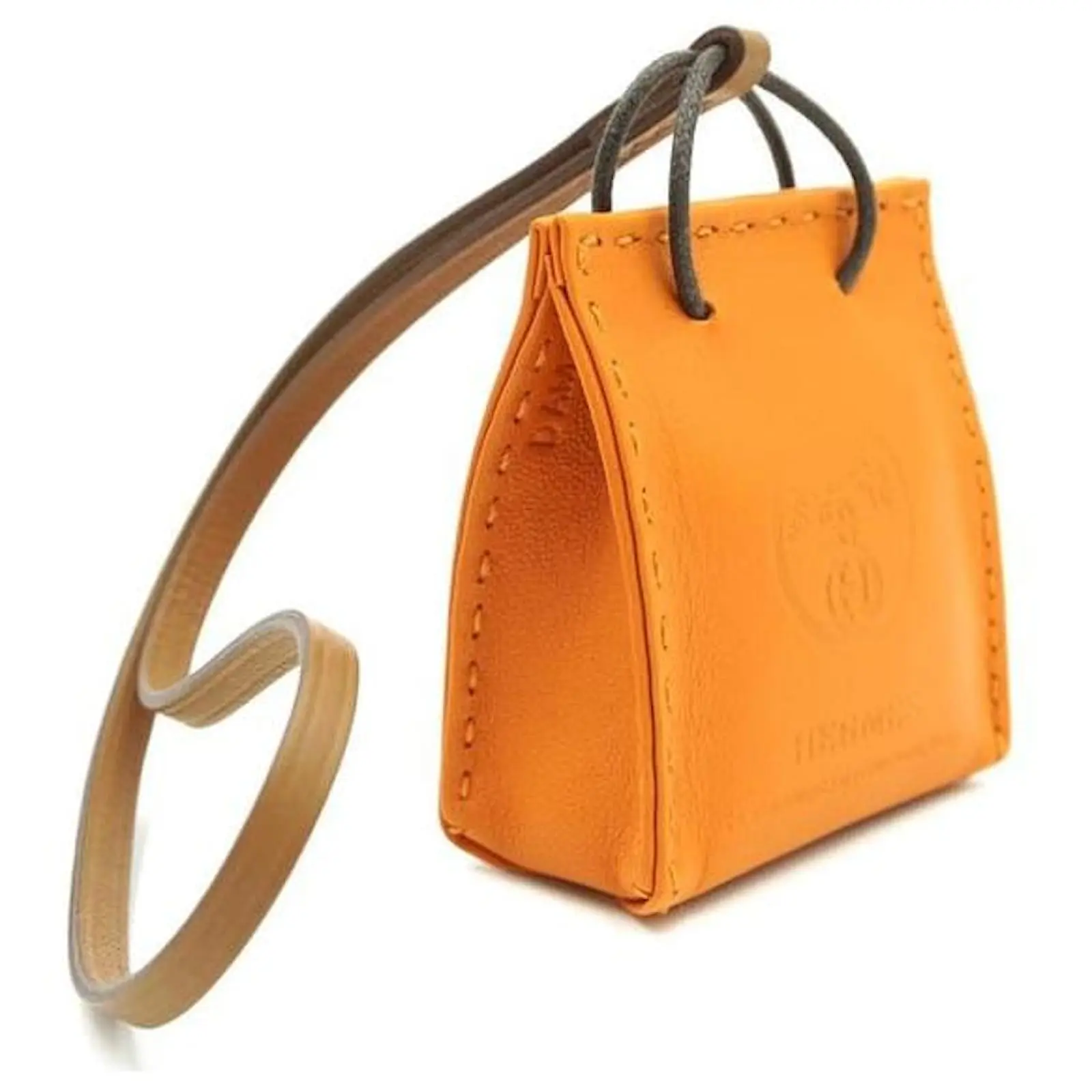 Hermès Hermes Orange Shopping Bag Milo Lambskin Swift Mini Charm 9 Hermès Hermes Orange Shopping Bag Milo Lambskin Swift Mini Charm – Image 9