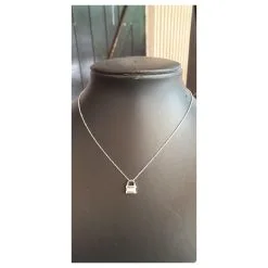 Autre Marque Pendentif Cadenas Or Blanc 750/000 Et Diamants Argenté -Collier Soldes 632129 4