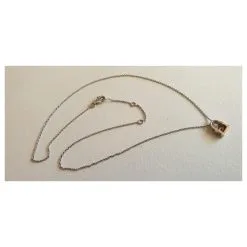 Autre Marque Pendentif Cadenas Or Blanc 750/000 Et Diamants Argenté -Collier Soldes 632129 8