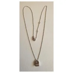 Autre Marque Pendentif Cadenas Or Blanc 750/000 Et Diamants Argenté -Collier Soldes 632129 9