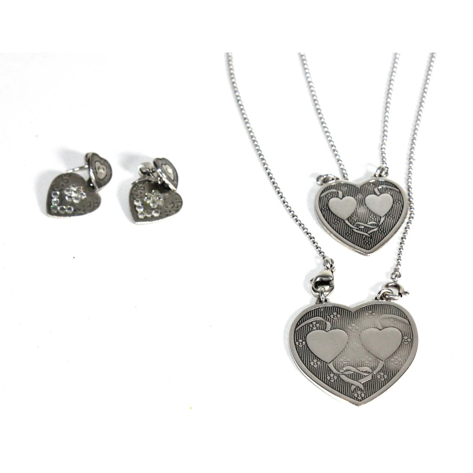 Gas Parure Love (collier + Boucles D'oreilles) Argenté 3 Gas Parure Love (collier + Boucles D'oreilles) Argenté – Image 3