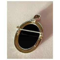 Autre Marque Pendentif En Argent Massif Et Agate Bleue Avec Magnifique Camée ANCIEN Bleu Marine -Collier Soldes 704292 3