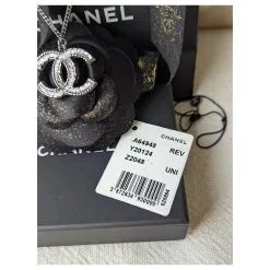 Chanel CC 14Collier B Logo Black Pearl Ruthenium Dans L'étiquette De La Boîte Noir -Collier Soldes 748035 7