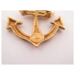 Autres Bijoux Christian Lacroix VINTAGE BROCHE LACROIX PENDENTIF ANCRE BLEU VERT DORE ANCHOR PENDANT BROOCH Doré -Collier Soldes 784682 3