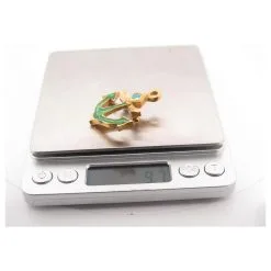 Autres Bijoux Christian Lacroix VINTAGE BROCHE LACROIX PENDENTIF ANCRE BLEU VERT DORE ANCHOR PENDANT BROOCH Doré -Collier Soldes 784682 5