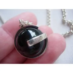 Sautoir Gucci Boule En Argent Massif 925 Et Onyx Argenté -Collier Soldes 79655 3