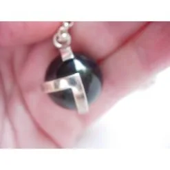 Sautoir Gucci Boule En Argent Massif 925 Et Onyx Argenté -Collier Soldes 79655 4