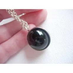 Sautoir Gucci Boule En Argent Massif 925 Et Onyx Argenté -Collier Soldes 79655 5