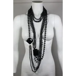 Yves Saint Laurent Sautoir Noir -Collier Soldes 7981 4