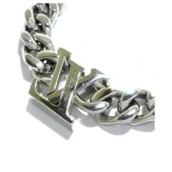 Autres Bijoux Louis Vuitton Collier Chaîne LV Argenté -Collier Soldes 866123 3