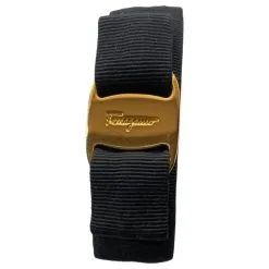 Barrette Nœud "Vara" De Salvatore Ferragamo Noir Doré -Collier Soldes 872943 3