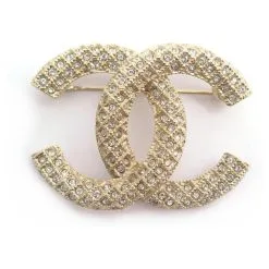 Autres Bijoux NEUF BROCHE CHANEL LOGO CC & STRASS AB5207 EN METAL DORE NEW GOLDEN BROOCH Doré