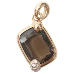 Autres Bijoux PENDENTIF POMELLATO RITRATTO EN OR ROSE 18K DIAMANTS QUARTZ FUME PENDANT Doré