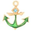 Autres Bijoux Christian Lacroix VINTAGE BROCHE LACROIX PENDENTIF ANCRE BLEU VERT DORE ANCHOR PENDANT BROOCH Doré
