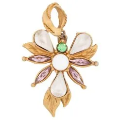 Autres Bijoux VINTAGE PENDENTIF CHRISTIAN LACROIX FLEUR ORNEE DE PIERRES GOLDEN FLOWER PENDANT Doré