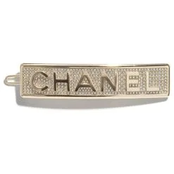 Barrette Chanel Strass Métal Doré