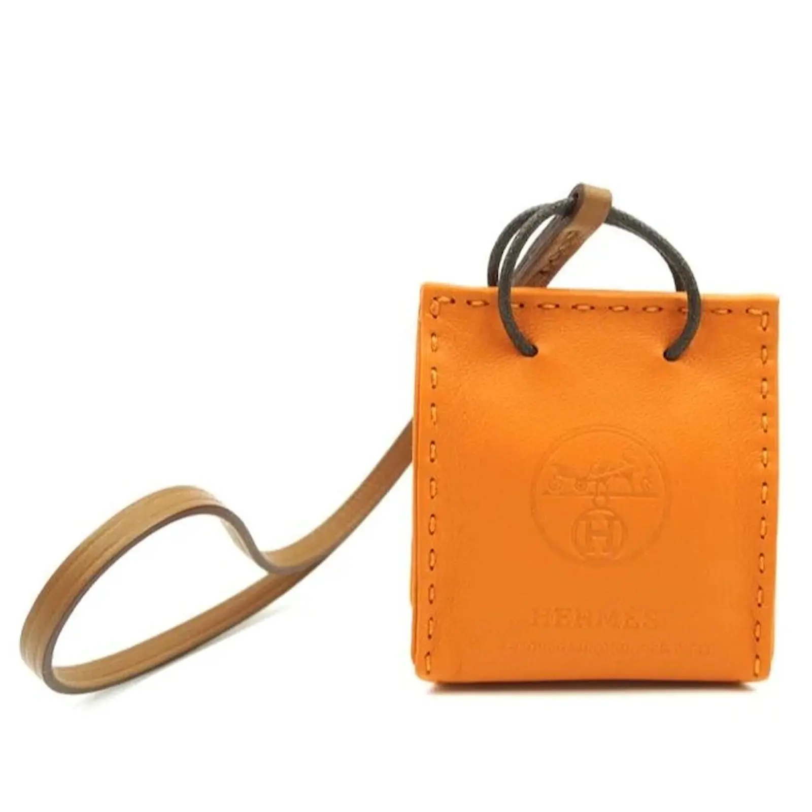 Hermès Hermes Orange Shopping Bag Milo Lambskin Swift Mini Charm 1 Hermès Hermes Orange Shopping Bag Milo Lambskin Swift Mini Charm